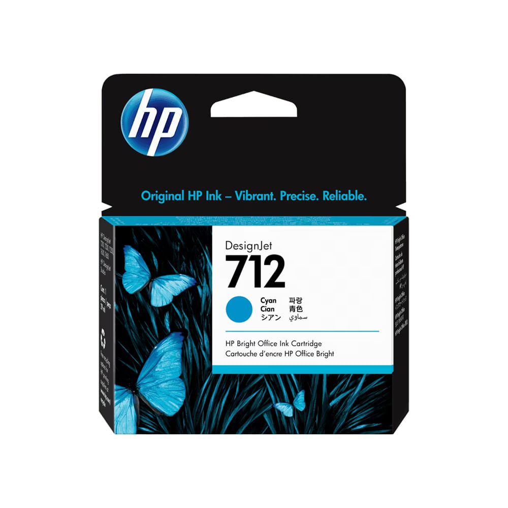 Cartucho de tinta original HP 712 azul ciánico para impresoras - Calidad superior en 1 paquete