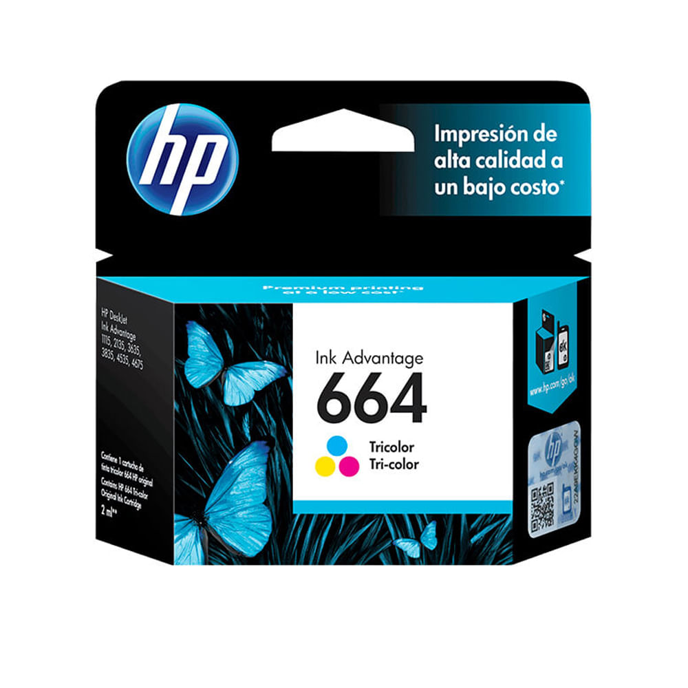 Cartucho de tinta HP 664 original tricolor para impresoras de inyección de tinta, calidad superior