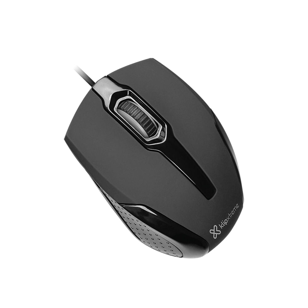 Ratón óptico Klip Xtreme KMO-120BK con cable USB, ergonómico para diestros y zurdos, color negro