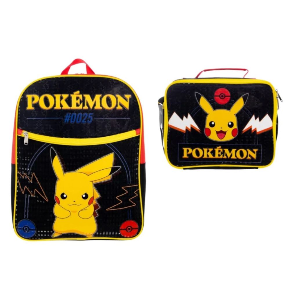Duo Mochila y lonchera Pikachu Negro Oficio POKEMON