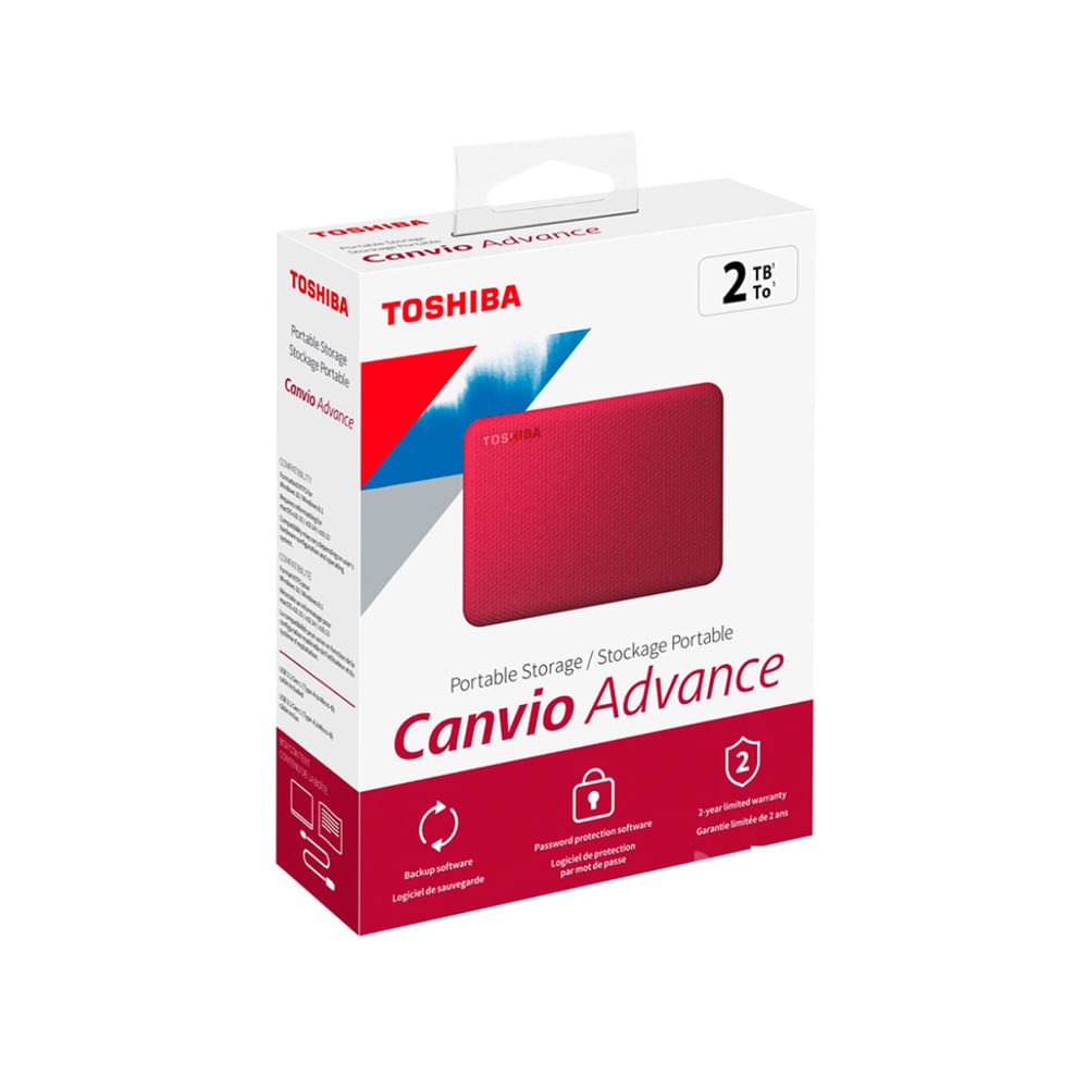 Disco duro portátil Toshiba Canvio Advance 2TB rojo USB 3.0 - Almacenamiento externo rápido y compa