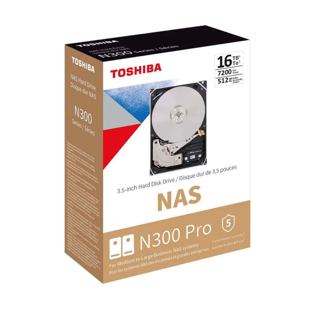 Disco duro Toshiba N300 Pro 16TB 7200rpm SATA 3.5"" para escritorio y NAS - Garantía 5 años