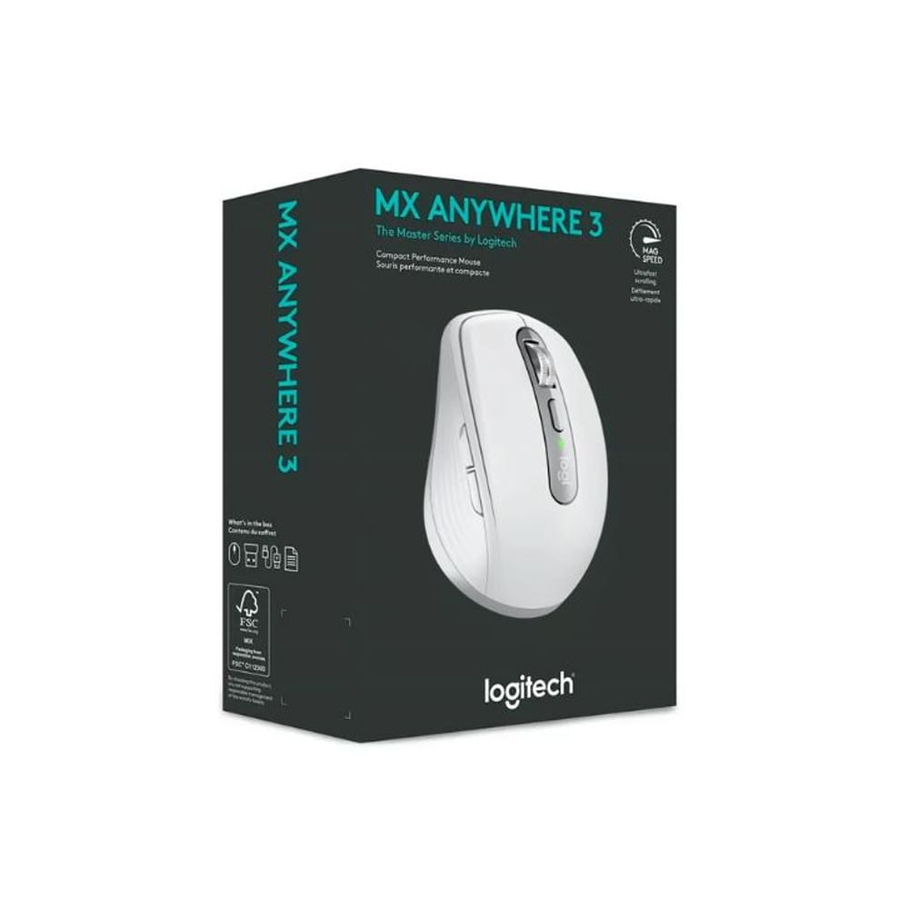Mouse Logitech MX Anywhere 3s Bluetooth/Wireless 8K USB-C, color gris pálido, versatilidad portátil