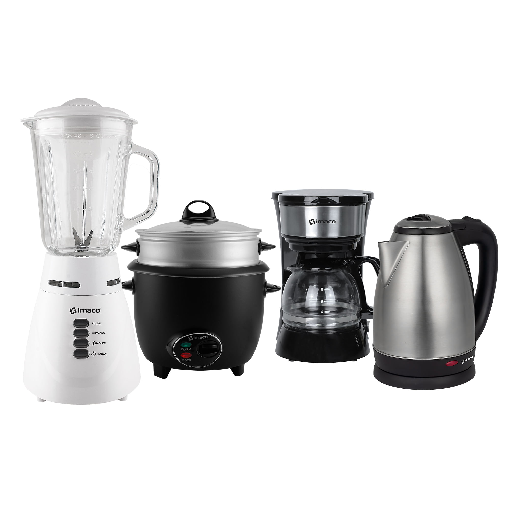 Cuatricombo IMACO Licuadora BL3515 + Olla RC6SS + Hervidor KE1801 + Cafetera CM1123