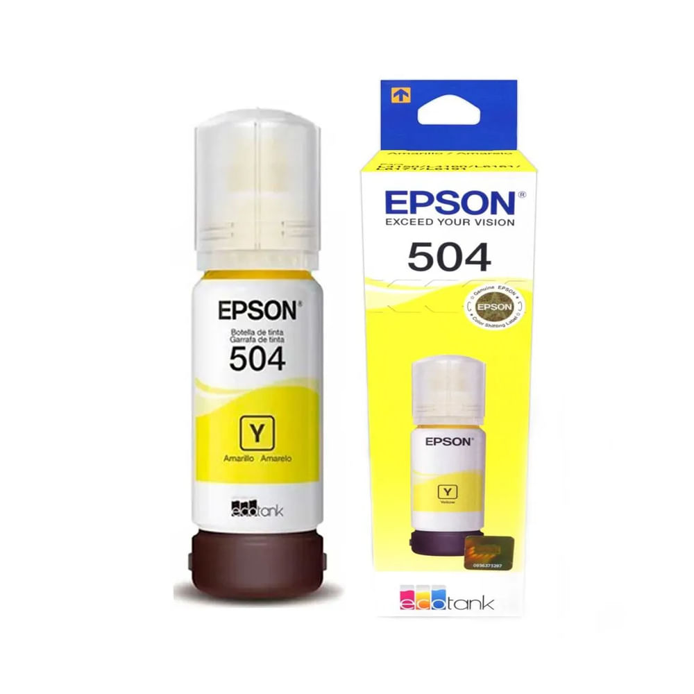 Tinta Epson T504 Amarillo 70ml - Calidad de impresión excepcional y gran rendimiento.