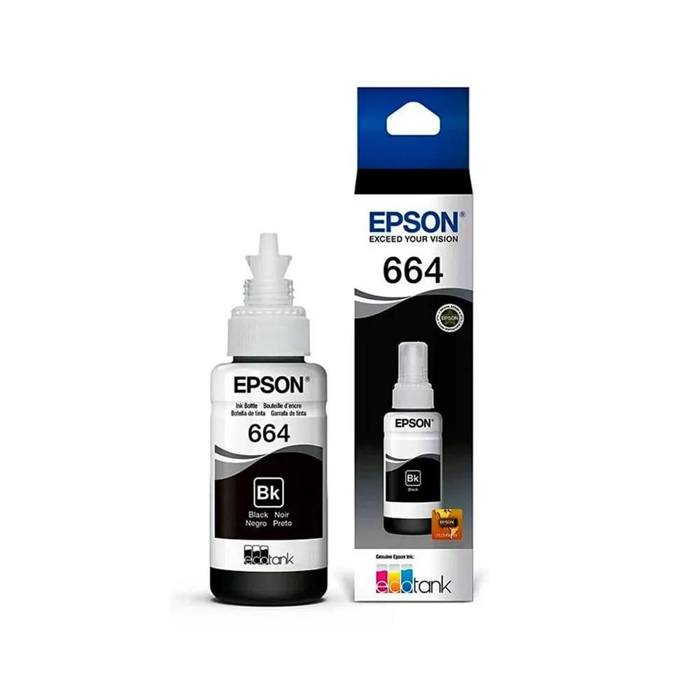 Recarga de tinta negra Epson T664, 70 ml, compatible con L110, L200, L310, L380 y más