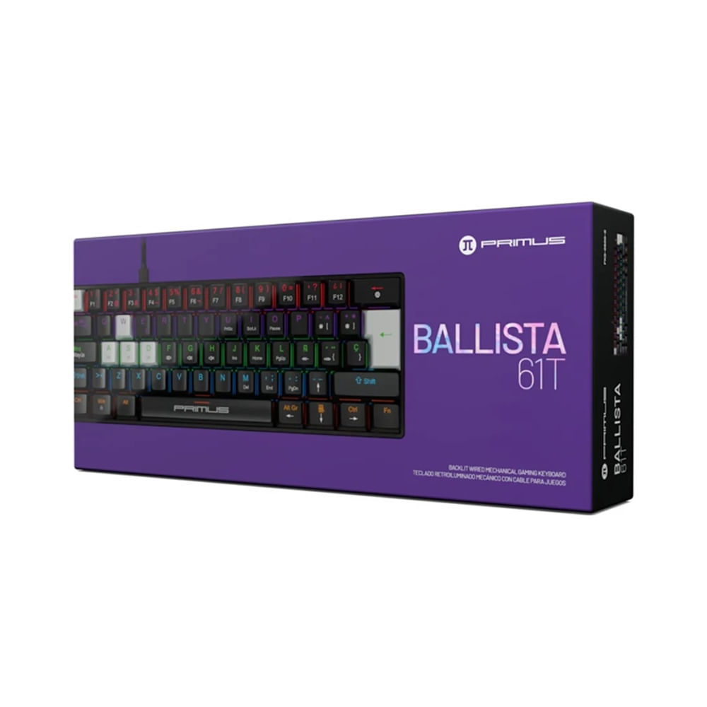 Teclado Primus Gaming USB 2.0 con diseño ergonómico en negro y blanco - Español, cableado y cómodo