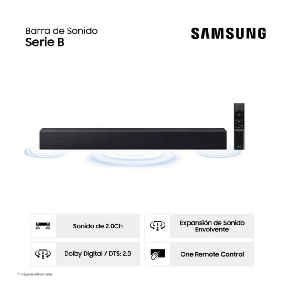 Soundbar Samsung Serie B 2.0 Ch B400F con sonido potente y conexión fácil