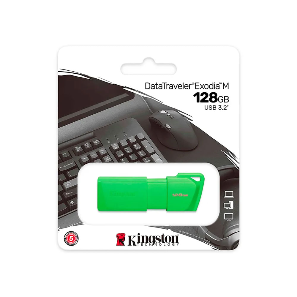 Memoria USB 128GB Kingston Exodia M en Verde Neón - Rápida y Compacta para Tu Almacenamiento