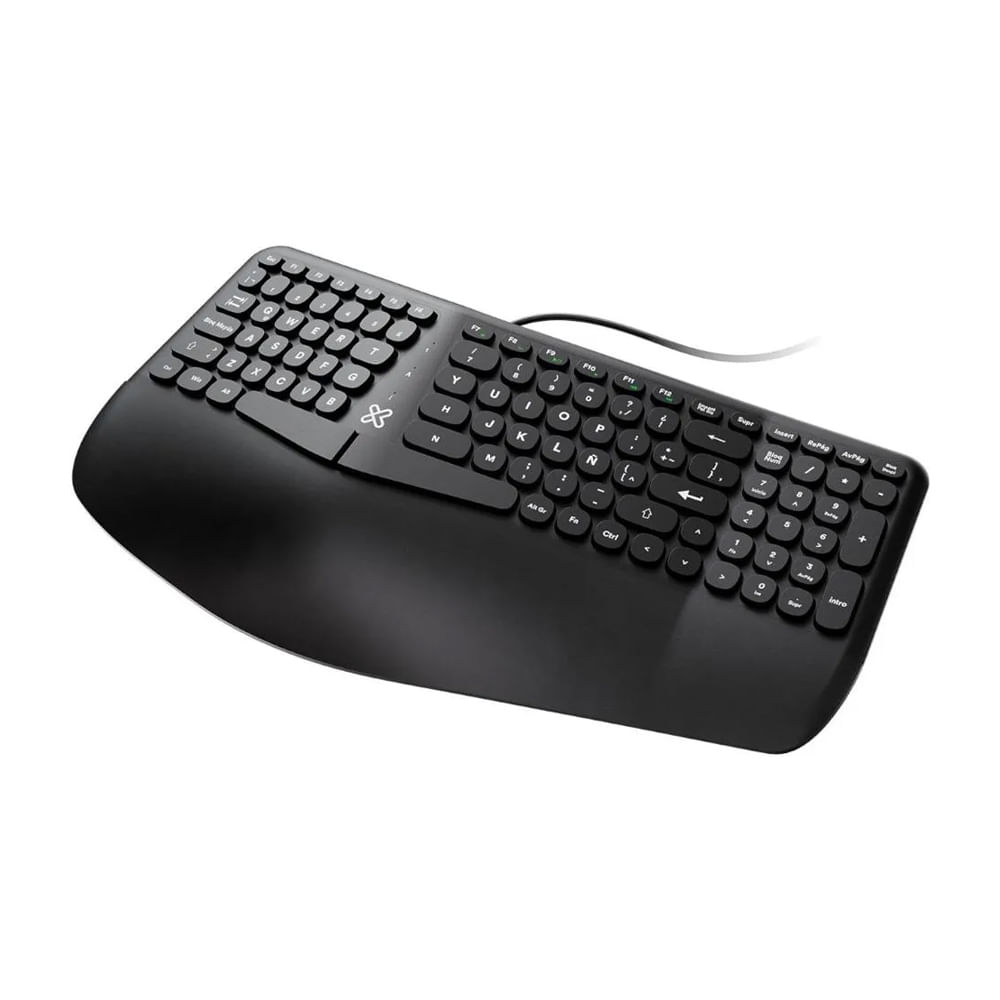 Teclado Klip Xtreme USB Ergonómico Español, Diseño Comfort, Conexión por Cable, Color Negro