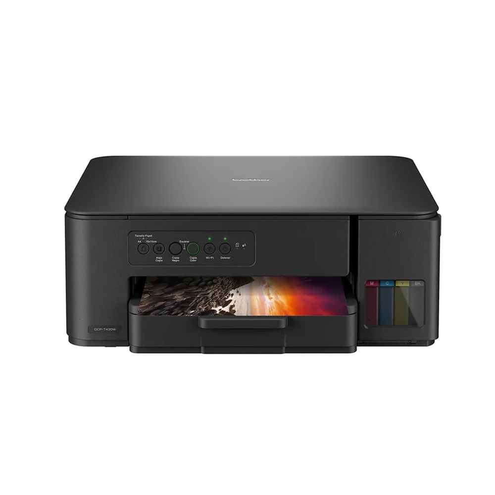 Impresora multifuncional Brother DCP-T430W, tinta continua, WiFi, ideal para oficina y hogar.