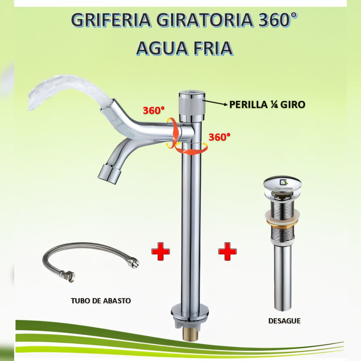 GRIFERIA GIRATORIA 360 CROMADO AGUA FRIA 30CM