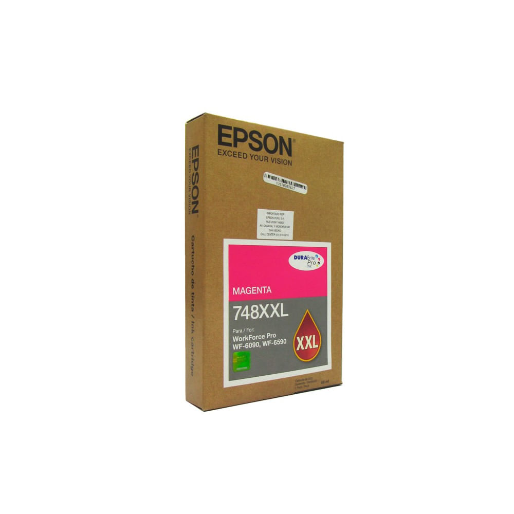 Cartucho de tinta Epson 748 XXL magenta - alto rendimiento para Workforce Pro, impresión de calidad