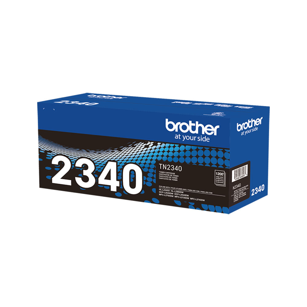 Cartucho de tóner Brother TN-2340 negro original, rendimiento estándar de hasta 1200 páginas.