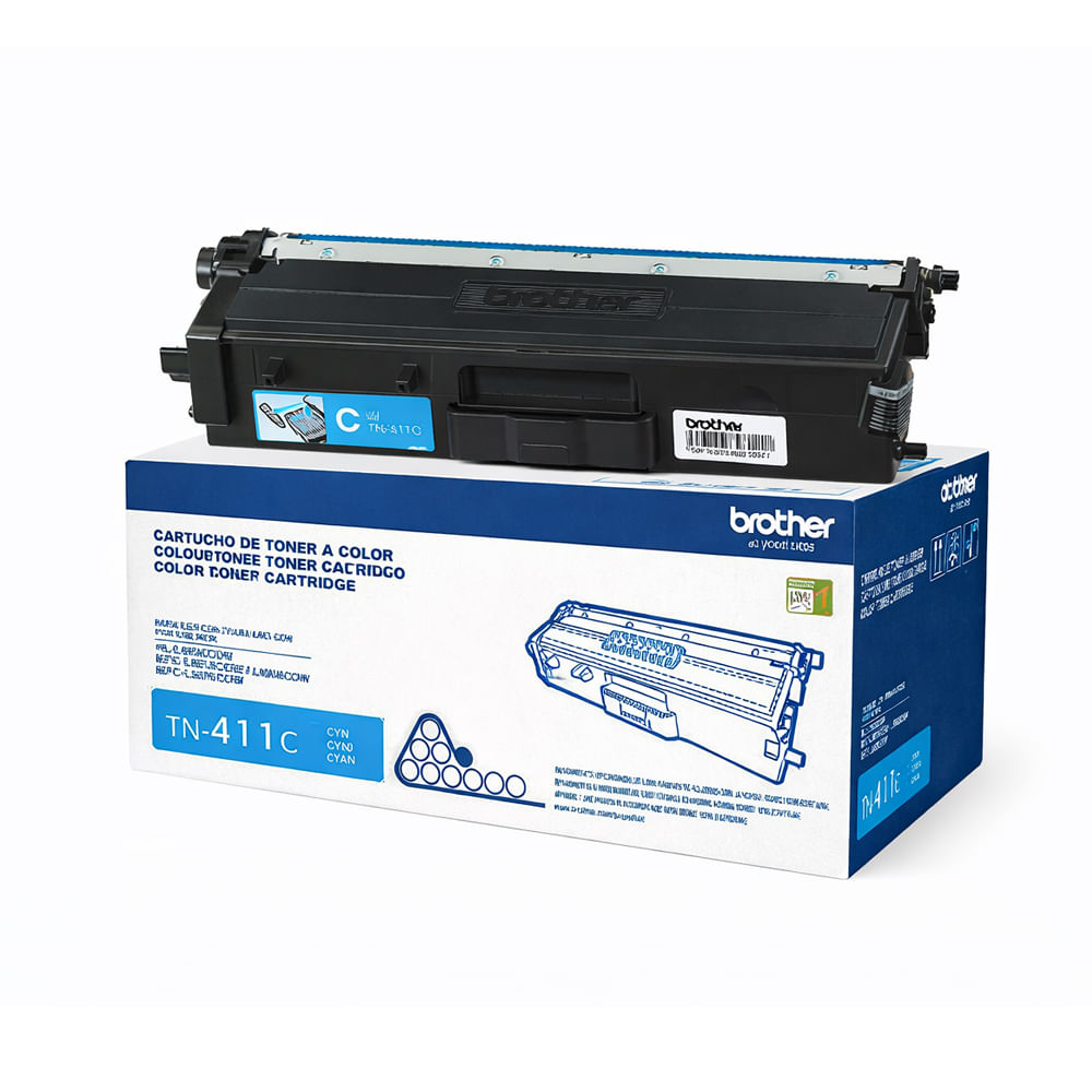 Cartucho de tóner Brother TN-411C azul cian original, hasta 1800 páginas, ideal para impresoras lás