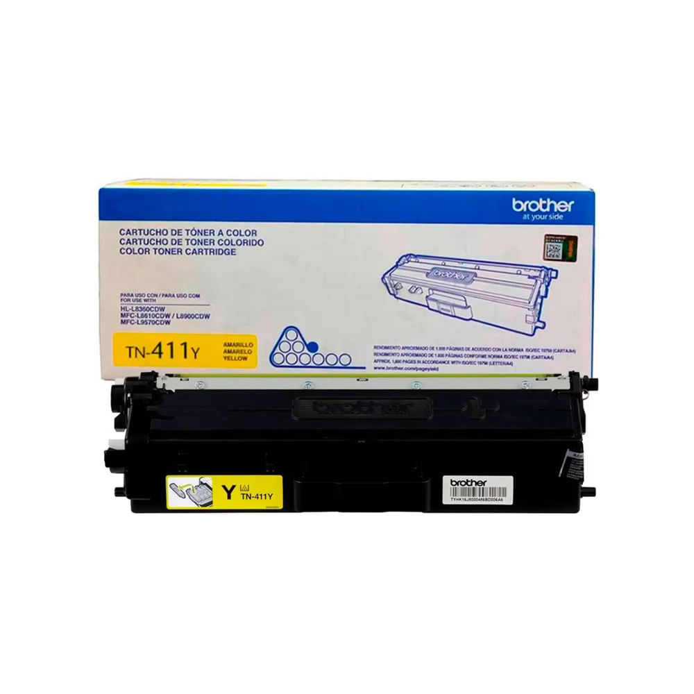 Tóner Brother TN-411Y Amarillo Original - 1800 páginas de alta calidad para impresoras láser