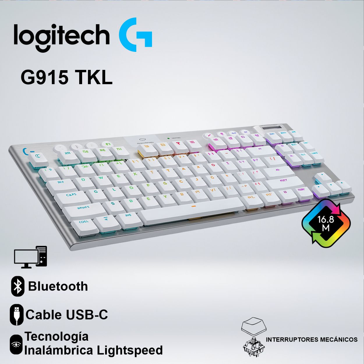 TECLADO G915 X LIGHTSPEED TKL RGB BLUETOOTH TECLAS PBT DOBLE DISPARO