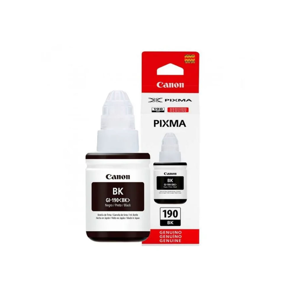 Tinta negra Canon GI-190 de 135ml para impresoras, calidad de impresión excepcional y gran rendimie