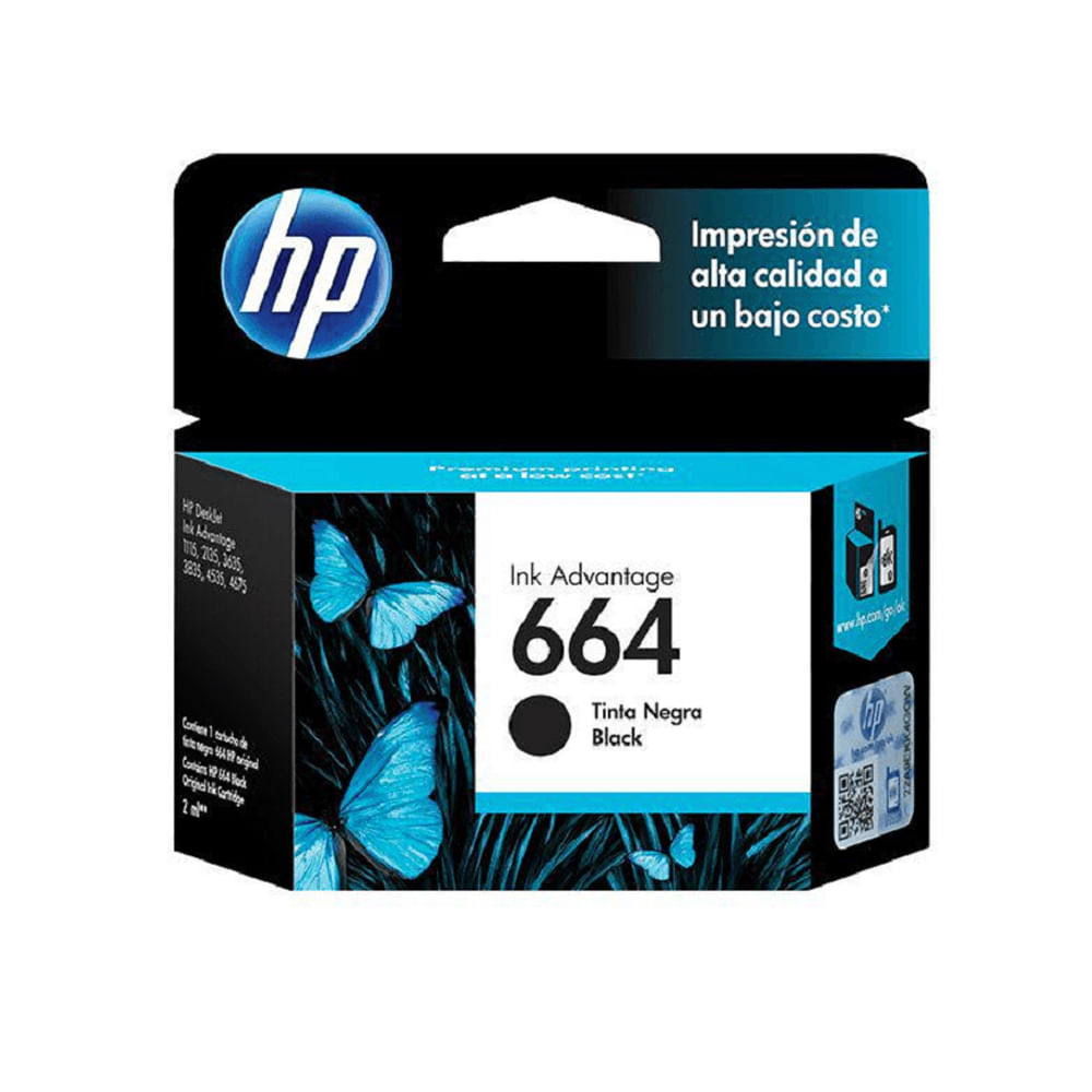 Cartucho de tinta HP 664 negro original para impresoras, calidad de impresión superior