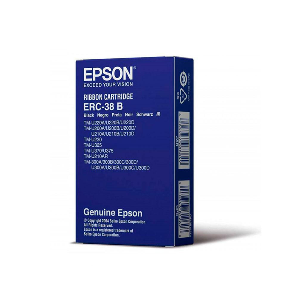 Cinta de tinta Epson ERC-38B negra para impresoras de tickets - alta calidad y rendimiento.