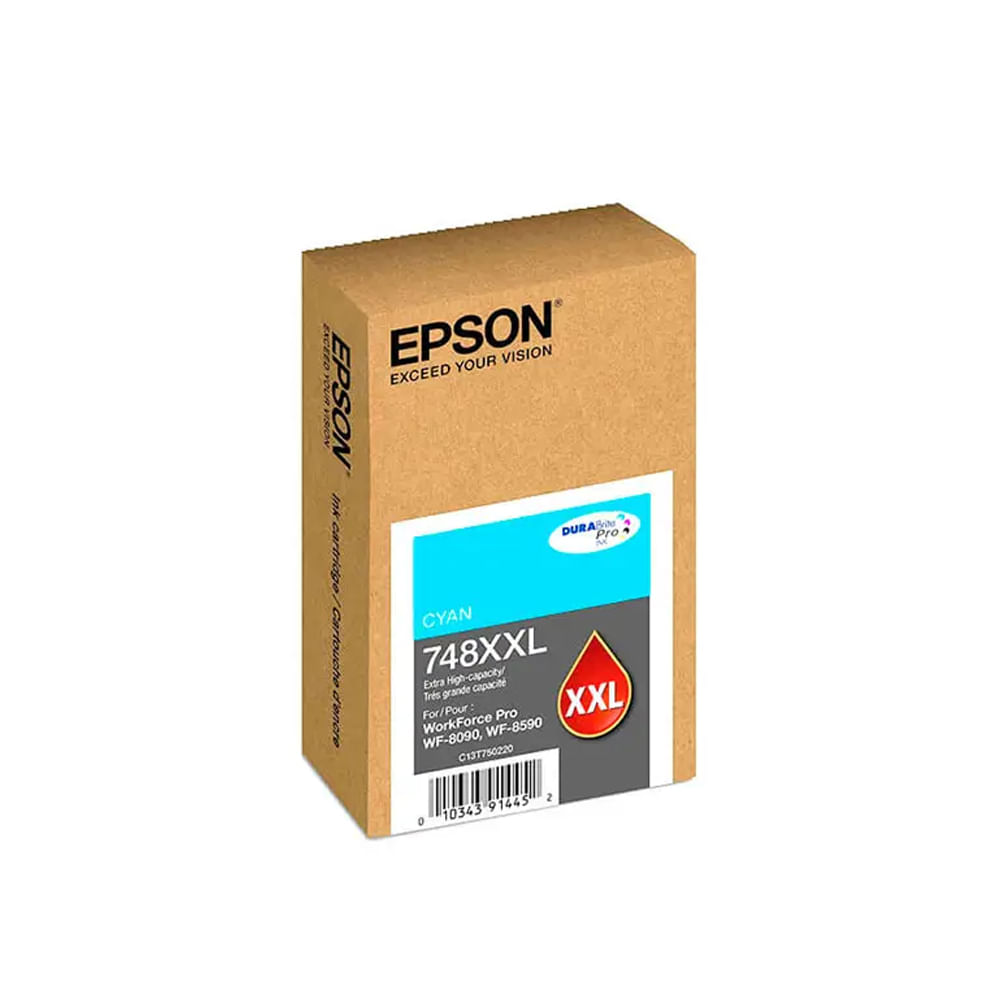 Tinta Epson T748XXL220-AL Cian de alta capacidad para impresoras, ideal para impresiones nítidas y