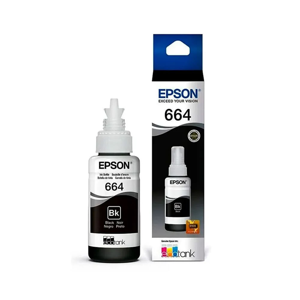 Tinta negra Epson 664 de 70ml para impresoras, color intenso y calidad de impresión superior