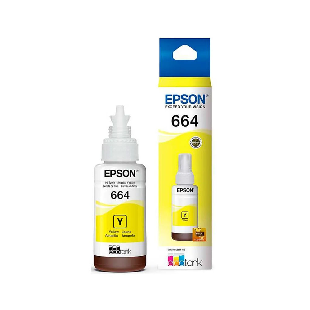 Botella de tinta Epson 664 amarilla de 70ml – Calidad de impresión superior y rendimiento confiable