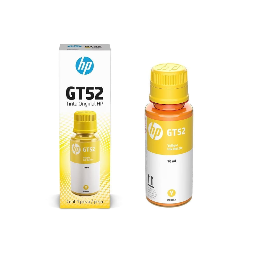 Tinta HP GT52 amarilla de alta capacidad 70 mL para 8000 páginas, ideal para inyección de tinta