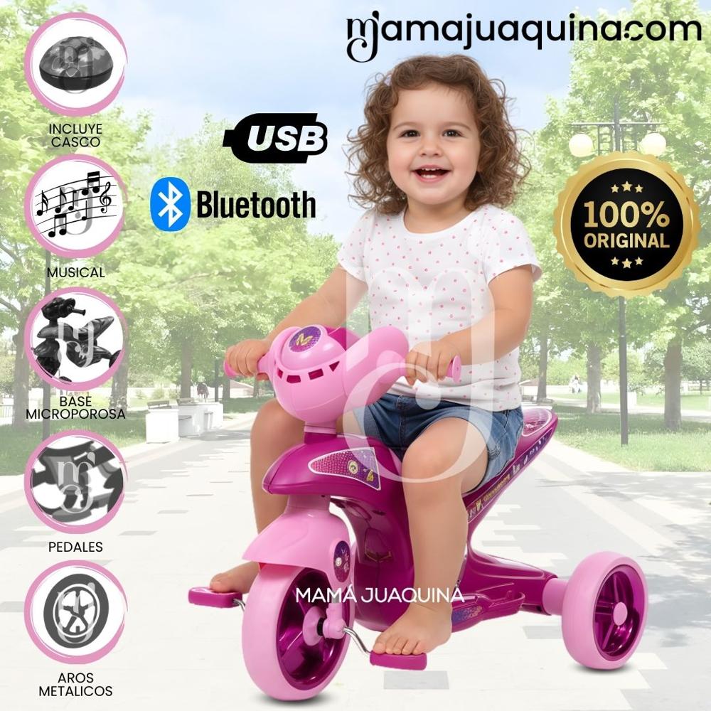 Trimoto a Pedal para Niños SERVANN II con Bluetooth Pink