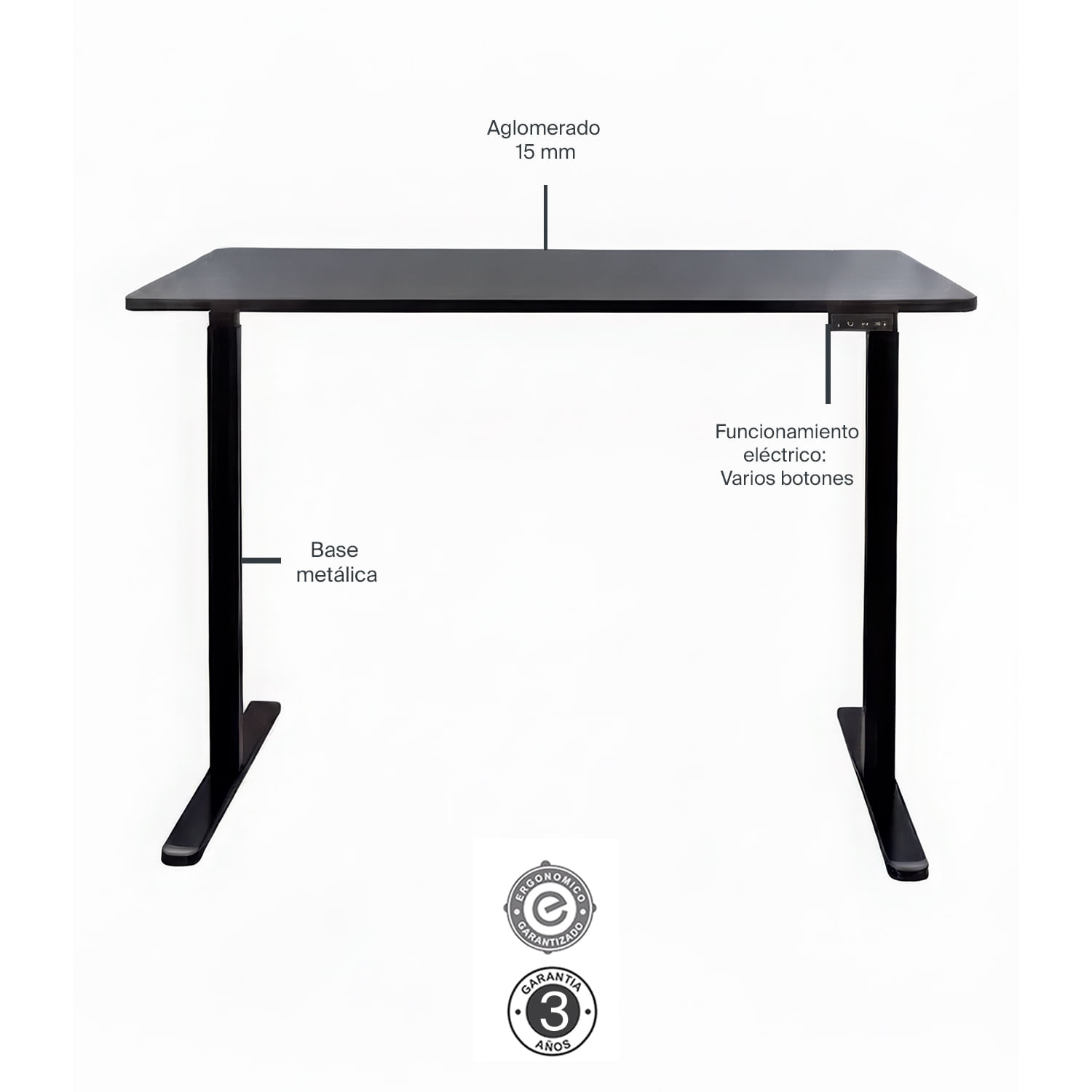 Escritorio Regulable Slide Negro Althea Confort