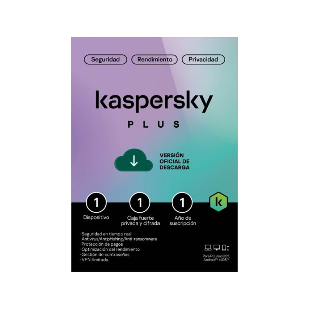 Kaspersky Plus Antivirus para 1 PC - Protección avanzada y seguridad digital eficaz