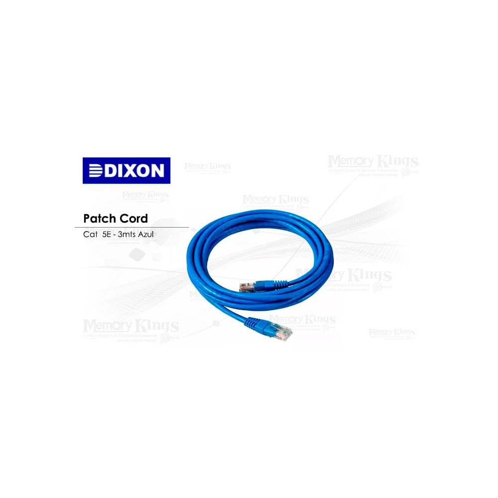 Cable de red patch cord Dixon 3m Cat-5e, alta velocidad, color azul ...