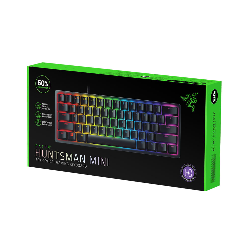 Teclado Razer Huntsman Mini Opto Mecánico USB-C, Switch Purple, Retroiluminación Chroma, Negro