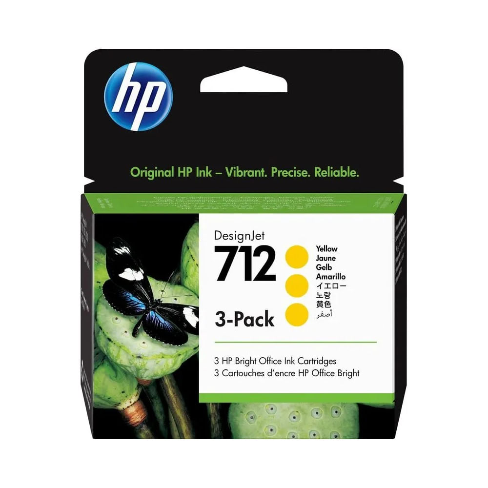 Cartucho de tinta HP 712 amarillo original para DesignJet - paquete de 3 - 29 ml cada uno