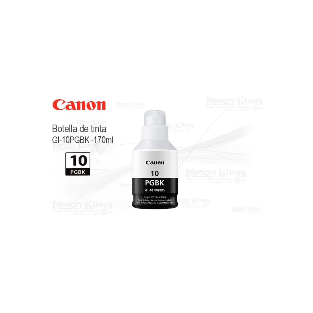 Tinta Canon GI-10 Black 170ml para Impresoras - Alta Capacidad y Calidad de Impresión