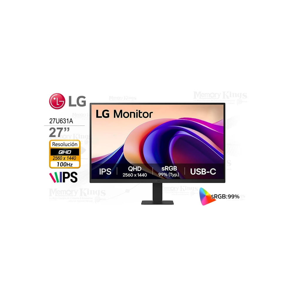 Monitor LG 27"" 27U631A QHD IPS, USB-C, 100Hz - Ideal para gaming y diseño profesional