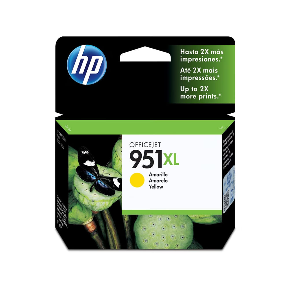 Cartucho de tinta HP 951XL amarillo 17 ml, alto rendimiento y compatible con impresoras originales