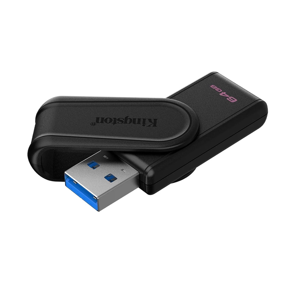 Memoria USB Kingston DataTraveler Exodia S 64GB, USB 3.2, Color Negro, Alta Velocidad de Transferen