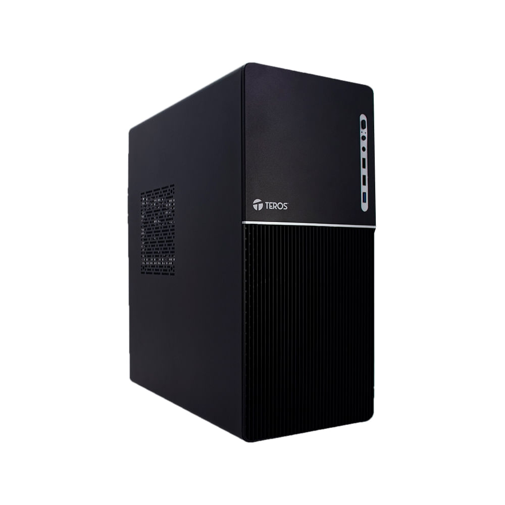 Caja ATX Teros TE-1037S negra con fuente de 250W USB 3.0 y audio ideal para tu PC gaming.