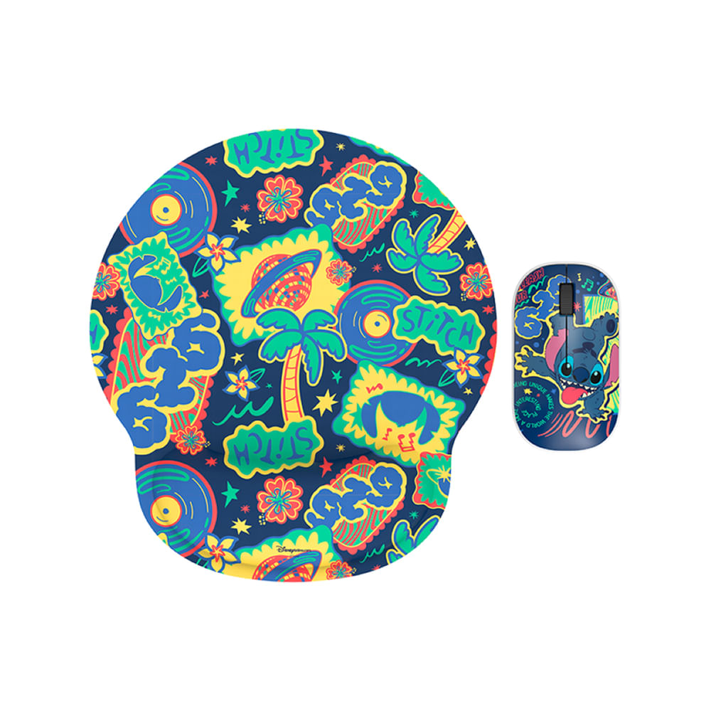 Kit de mouse y alfombrilla Xtech Disney Stitch, inalámbrico 2.4 GHz, diseño divertido y compacto