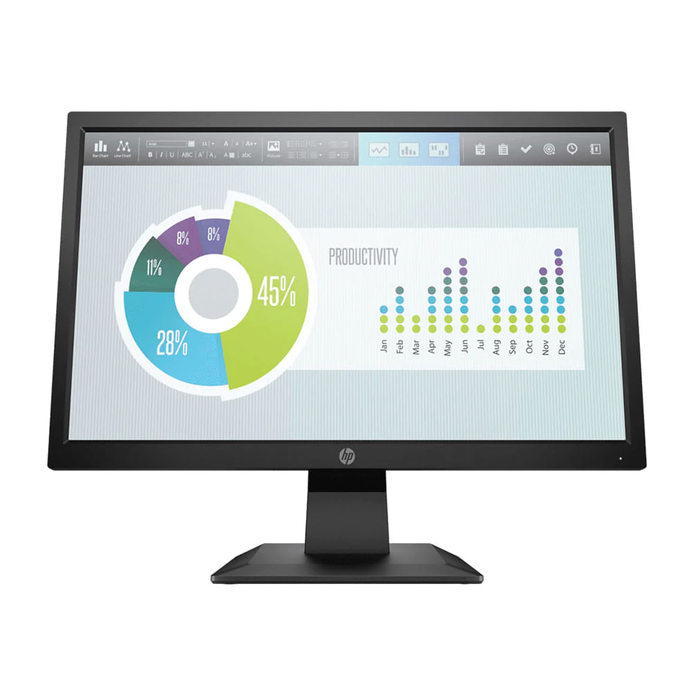 Monitor HP P204v 19.5"" HD+ antirreflejo, conexión HDMI/VGA, ideal para trabajo y entretenimiento.