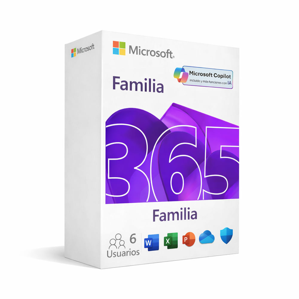 Microsoft 365 Familia ESD - Licencia de 12 meses para 1 a 6 usuarios, acceso completo a Office 365