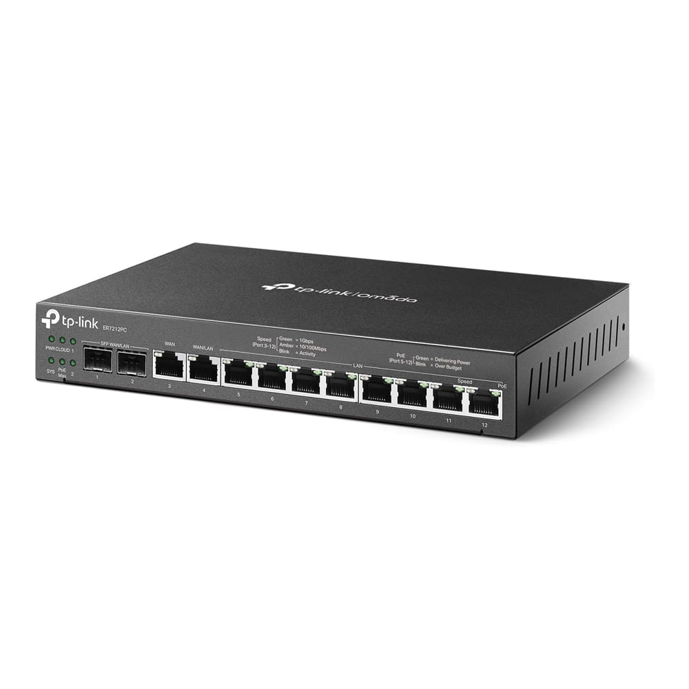 Router TP-LINK ER7212PC V1 de 8 puertos 1GbE 4 WAN ideal para montaje en pared y rápidas