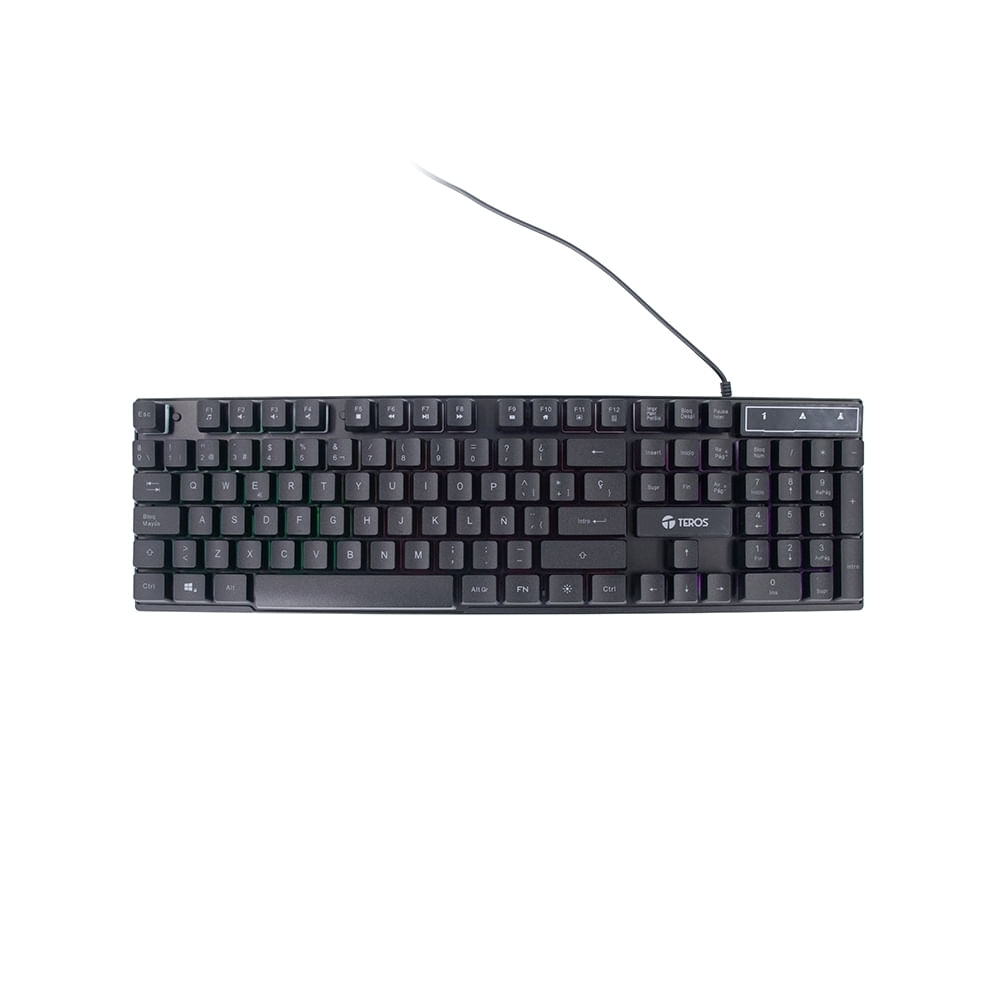 Teclado gamer TEROS TE-4072G RGB USB negro - Ilumina tu juego con estilo y precisión