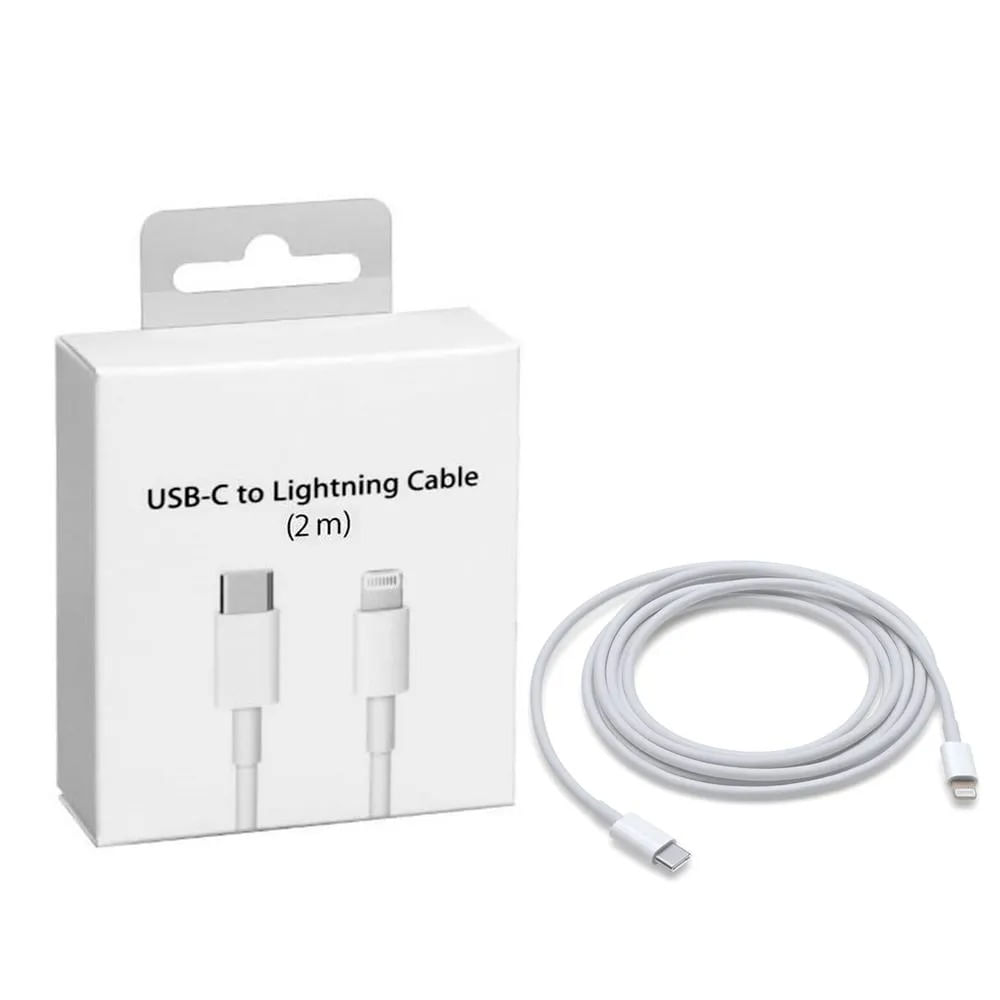 Cable de datos Lightning a USB-C de 2m para dispositivos Apple, compatible con iPad, iPod, Mac y Ai