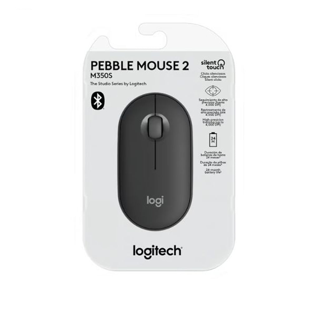 Logitech Pebble M350s - Ratón óptico inalámbrico Bluetooth en grafito, 3 botones y diseño elegante