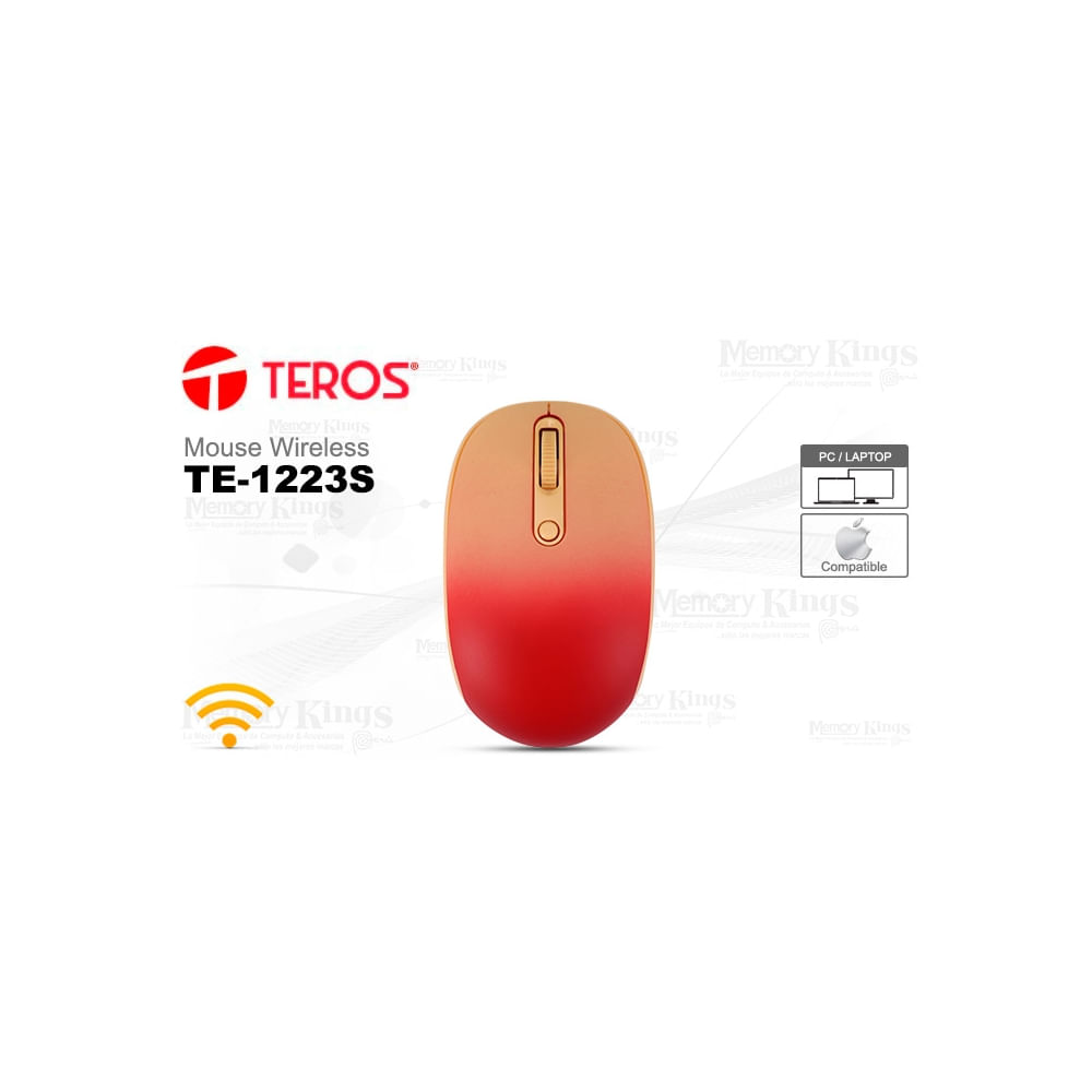Mouse óptico inalámbrico TEROS TE-1223S con receptor USB, 800-1600 DPI y 4 botones - Comodidad y pr