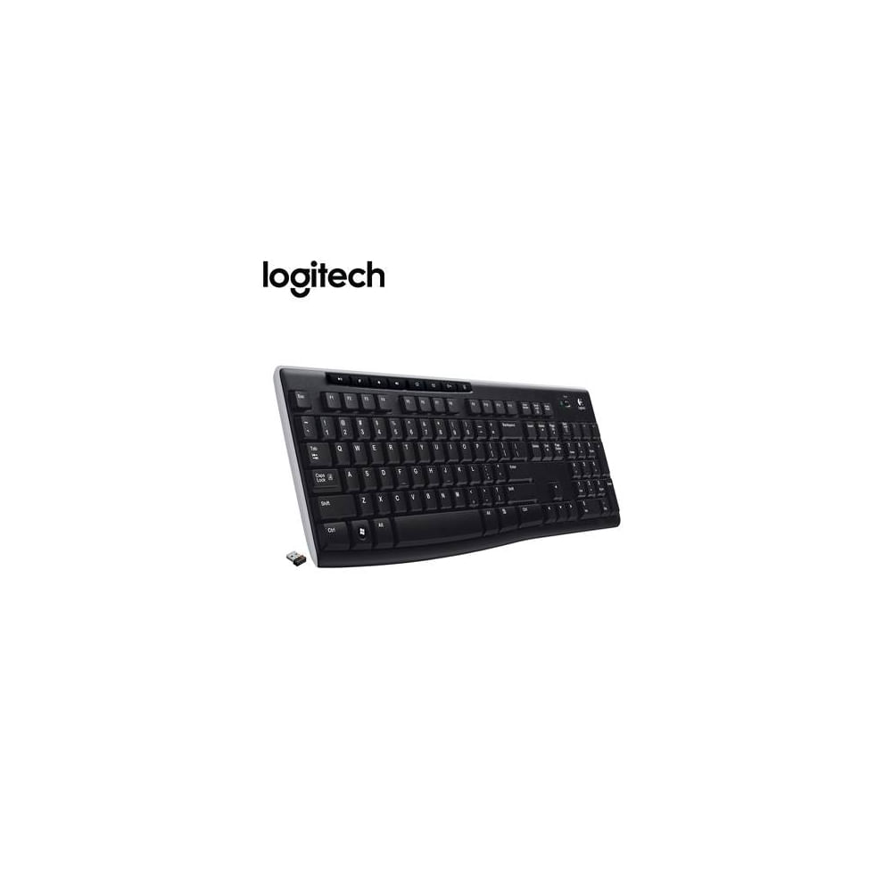 Teclado inalámbrico Logitech K270 USB, diseño compacto, color negro, conexión unificada y duradero.