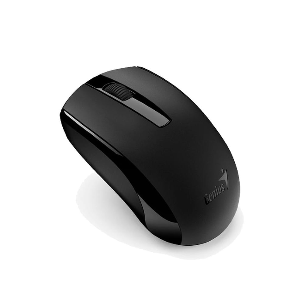 Mouse Genius Eco-8100 inalámbrico recargable, color negro, tecnología BlueEye, diseño ergonómico