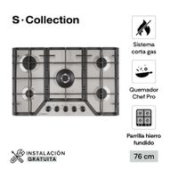 Cocina Encimera 76cm S-Collection SOLCO064 Acero Inoxidable a Gas